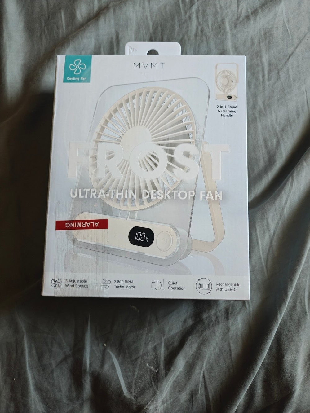 MVMT Frost Ultra-Thin Desktop Fan - Cream, White